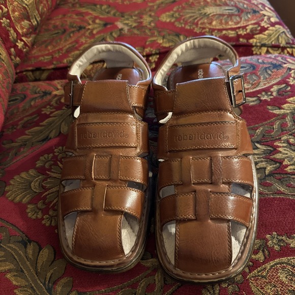Robert David Men\'s Sz 13 Cain Strap Beach Walking Gladiator Sandal Brown